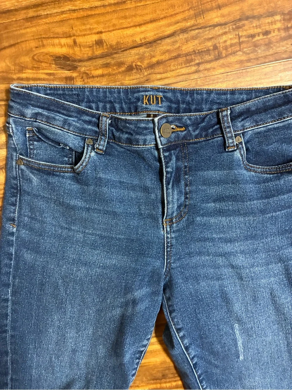 Kut from the Kloth Cropped Slim Ankle Jeans in Dark Blue Wash - Picture 2 of 7